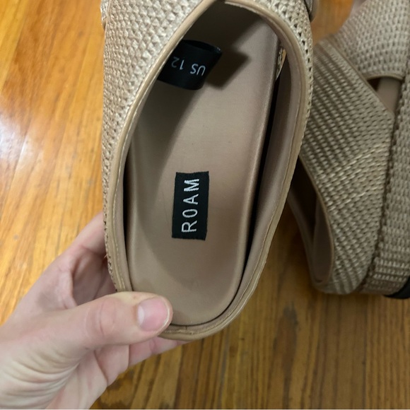 NEW ROAM CROSS STACK RAFFIA PLATFORM SANDALS NATURAL Size 12 - Picture 3 of 10